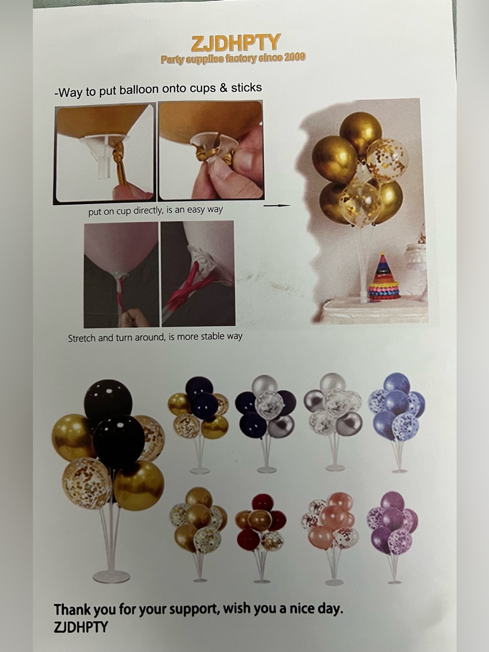 Gold and Transparent Confetti Balloon Bouquet Stand